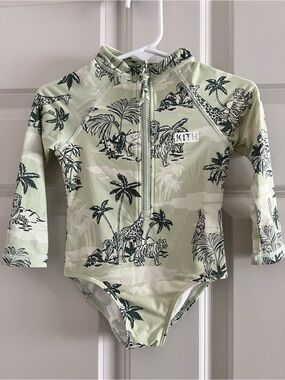 Kith Kids Light Green Safari Print Long-Sleeve Rashguard